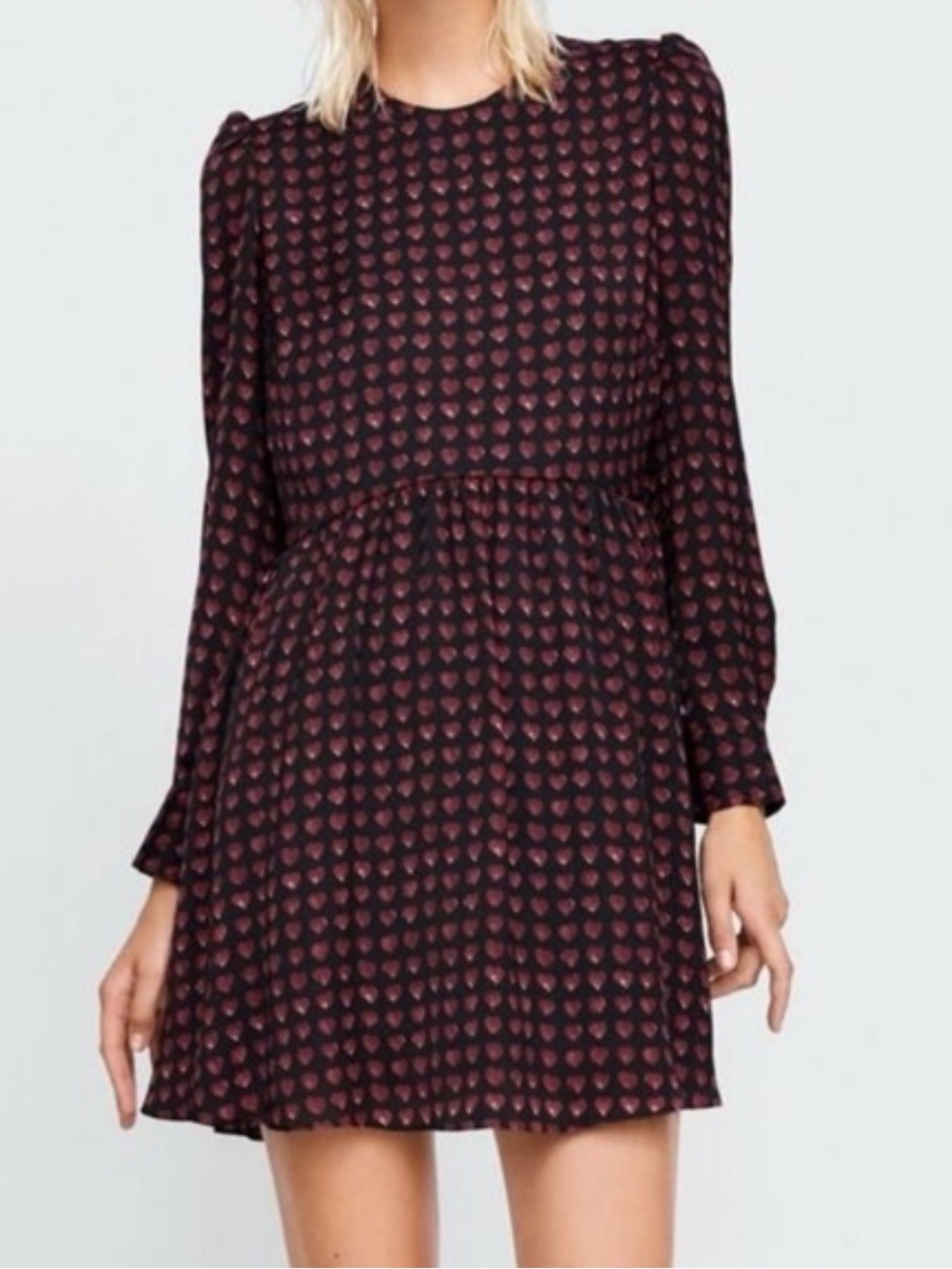 Zara Black Mini Dress with Pink Heart Motif